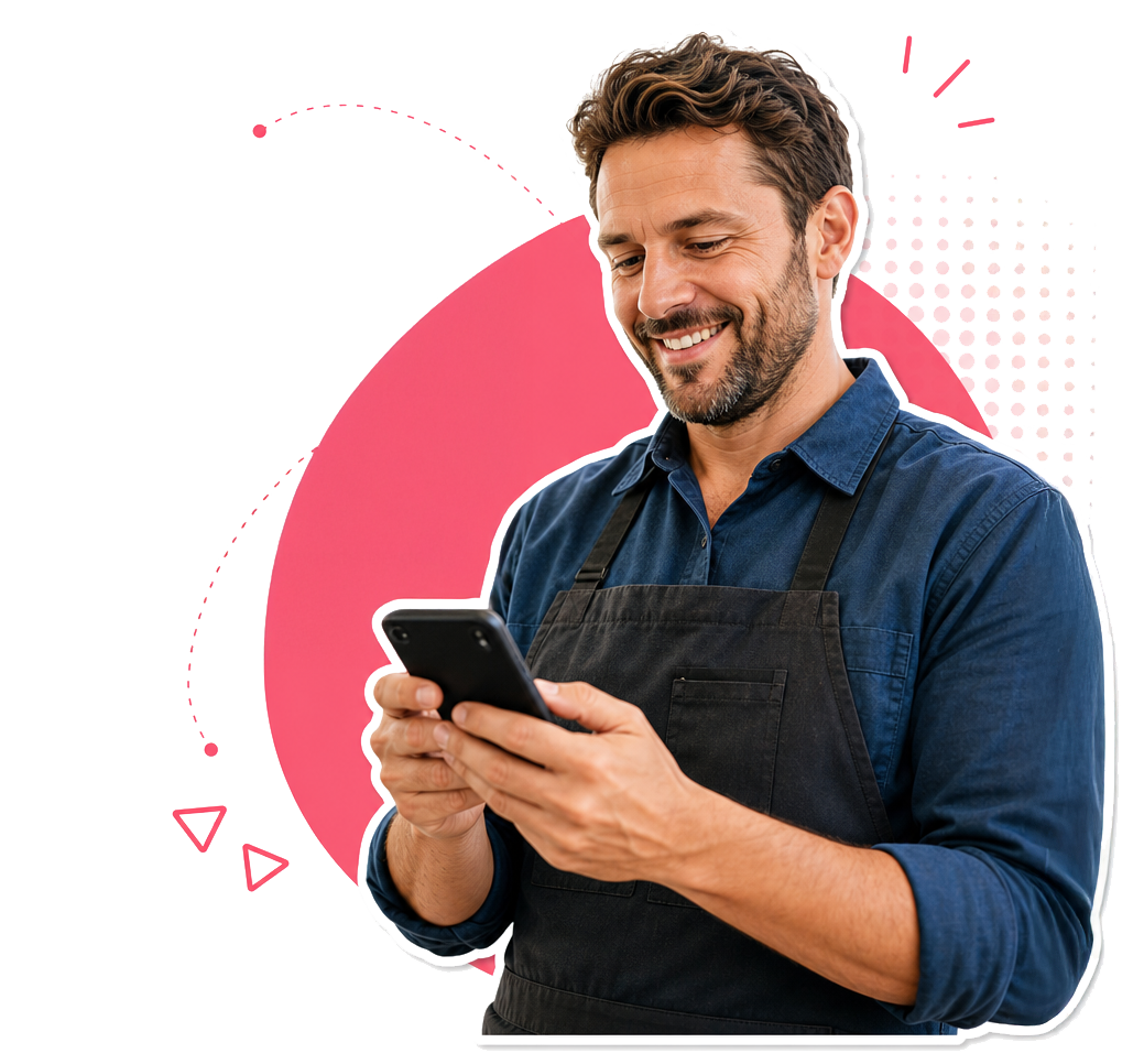 Un entrepreneur reçois une demande de devis sur son téléphone mobile.