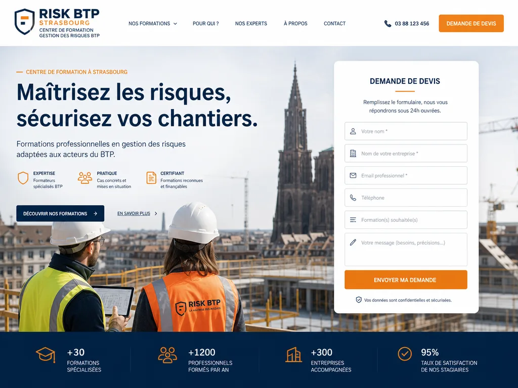 Exemple de landing page pour un centre de formation professionnelle